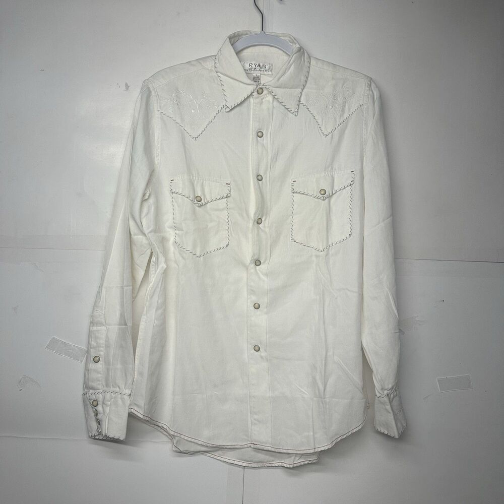 Ryan Michael Men’s Western Shirt Size S White Snap Button NWT Classic